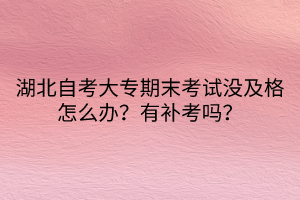 湖北自考大專期末考試沒(méi)及格怎么辦？有補(bǔ)考嗎？