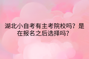 湖北小自考有主考院校嗎？是在報名之后選擇嗎？