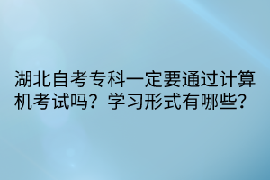 湖北自考?？埔欢ㄒㄟ^(guò)計(jì)算機(jī)考試嗎？學(xué)習(xí)形式有哪些？  