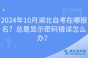 2024年10月湖北自考在哪報(bào)名？總是顯示密碼錯(cuò)誤怎么辦？
