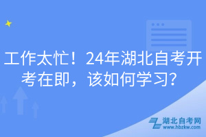 工作太忙！24年湖北自考開考在即，該如何學(xué)習(xí)？