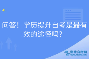 問答！學(xué)歷提升自考是最有效的途徑嗎？