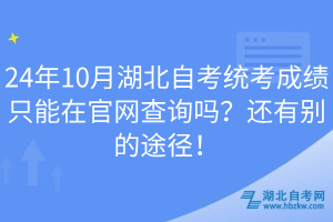 24年10月湖北自考統(tǒng)考成績(jī)只能在官網(wǎng)查詢嗎？還有別的途徑！