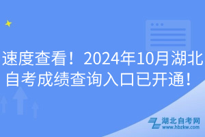 速度查看！2024年10月湖北自考成績查詢?nèi)肟谝验_通！