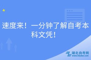 速度來！一分鐘了解自考本科文憑！