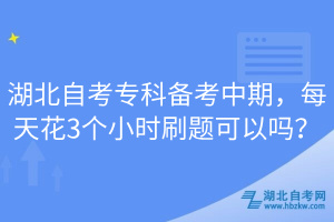 湖北自考專(zhuān)科備考中期，每天花3個(gè)小時(shí)刷題可以嗎？