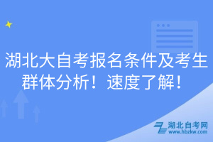 湖北大自考報名條件及考生群體分析！速度了解！