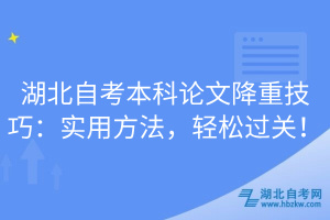 湖北自考本科論文降重技巧：實(shí)用方法，輕松過關(guān)！