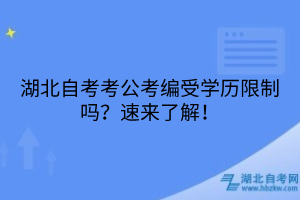 湖北自考考公考編受學歷限制嗎？速來了解！