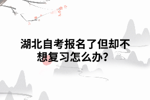 湖北自考報名了但卻不想復(fù)習(xí)怎么辦？