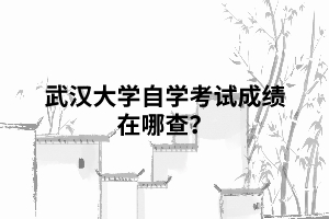 武漢大學自學考試成績在哪查？
