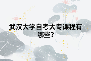 武漢大學(xué)自考大專課程有哪些? 武漢大學(xué)自考大專課程有哪些?
