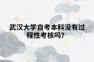 武漢大學(xué)自考本科沒(méi)有過(guò)程性考核嗎 武漢大學(xué)自考本科沒(méi)有過(guò)程性考核嗎