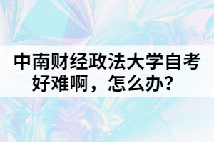 中南財經(jīng)政法大學(xué)自考好難啊，怎么辦？