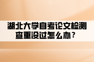 湖北大學(xué)自考論文檢測查重沒過怎么辦？