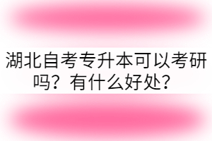 湖北自考專升本可以考研嗎？有什么好處？