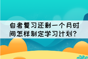 自考復(fù)習(xí)還剩一個月時間怎樣制定學(xué)習(xí)計劃？