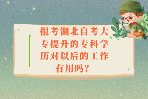 報(bào)考湖北自考大專(zhuān)提升的專(zhuān)科學(xué)歷對(duì)以后的工作有用嗎？