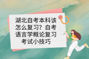 湖北自考本科該怎么復(fù)習(xí)？自考語(yǔ)言學(xué)概論復(fù)習(xí)考試小技巧
