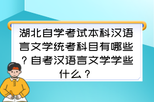 湖北自學(xué)考試本科漢語言文學(xué)統(tǒng)考科目有哪些？自考漢語言文學(xué)學(xué)些什么？