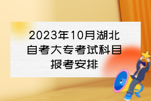 2023年10月湖北自考大?？荚嚳颇繄?bào)考安排