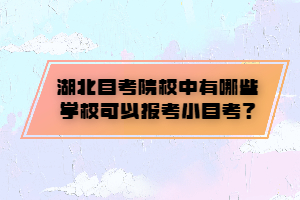 湖北自考院校中有哪些學(xué)?？梢詧?bào)考小自考？