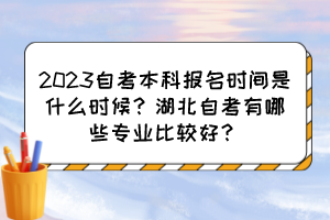 2023自考本科報(bào)名時(shí)間是什么時(shí)候？湖北自考有哪些專業(yè)比較好？