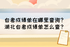自考成績(jī)單在哪里查詢？湖北自考成績(jī)單怎么查？