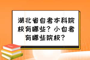 湖北省自考本科院校有哪些？小自考有哪些院校？