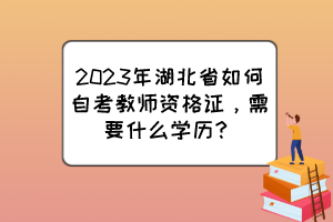 2023年湖北省如何自考教師資格證，需要什么學(xué)歷？