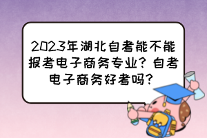 2023年湖北自考能不能報考電子商務(wù)專業(yè)？自考電子商務(wù)好考嗎？
