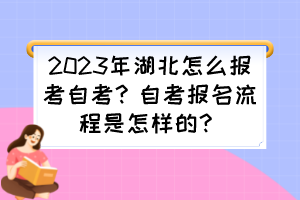 2023年湖北怎么報考自考？自考報名流程是怎樣的？