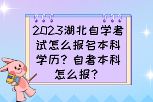 2023湖北自學考試怎么報名本科學歷？自考本科怎么報？