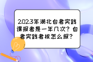 2023年湖北自考實(shí)踐課報(bào)考是一年幾次？自考實(shí)踐考核怎么報(bào)？