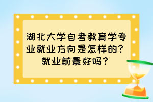 湖北大學自考教育學專業(yè)就業(yè)方向是怎樣的？就業(yè)前景好嗎？