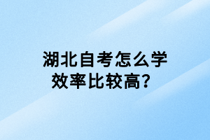 湖北自考怎么學(xué)效率比較高？