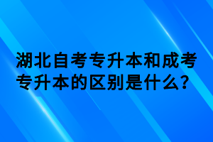 湖北自考專升本和成考專升本的區(qū)別是什么？