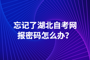 忘記了湖北自考網(wǎng)報密碼怎么辦？