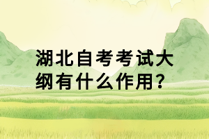 湖北自考考試大綱有什么作用？