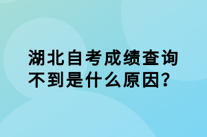 湖北自考成績查詢不到是什么原因？