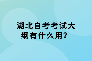 湖北自考考試大綱有什么用？