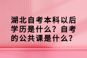 湖北自考本科以后學(xué)歷是什么？自考的公共課是什么？