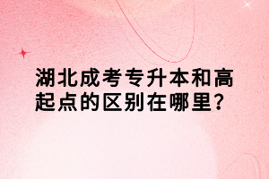 湖北成考專升本和高起點(diǎn)的區(qū)別在哪里？