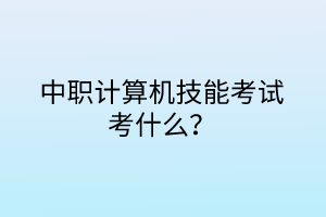 中職計算機技能考試考什么？