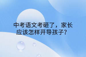 中考語文考砸了，家長應(yīng)該怎樣開導(dǎo)孩子？