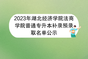2023年湖北經(jīng)濟(jì)學(xué)院法商學(xué)院普通專升本補錄預(yù)錄取名單公示