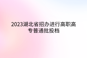 2023湖北省招辦進(jìn)行高職高專普通批投檔 2023湖北省招辦進(jìn)行高職高專普通批投檔
