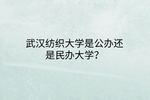武漢紡織大學是公辦還是民辦大學？