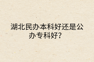 湖北民辦本科好還是公辦?？坪?？