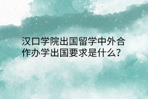 漢口學(xué)院出國留學(xué)中外合作辦學(xué)出國要求是什么？